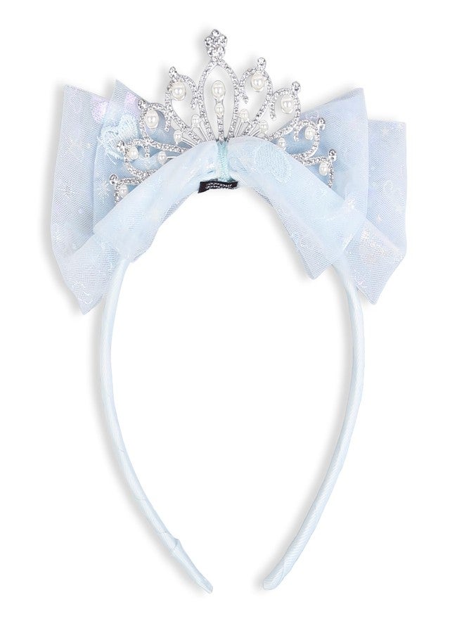 Huachi Princess Tiara Crown Headbands Cute Tulle Bow Tiaras Birthday Headband Tiaras Crowns Head Band Party Fairy Costume Hair Accessories (Blue) - Image 1